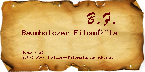 Baumholczer Filoméla névjegykártya